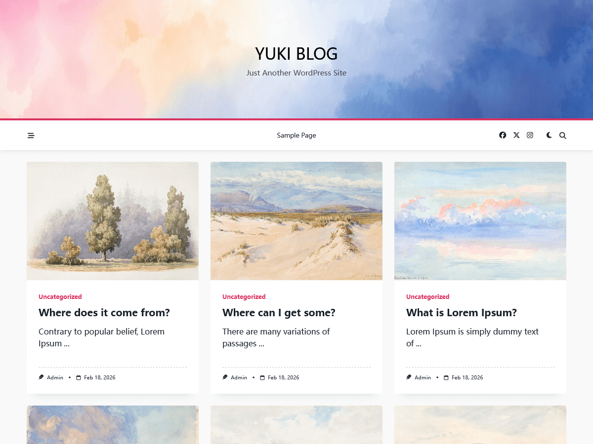 Yuki Fast Blog theme screenshot