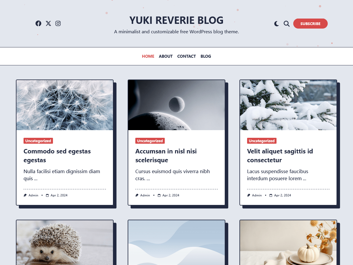 Yuki Reverie Blog theme screenshot