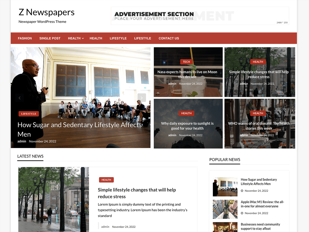 Z Newspapers theme screenshot