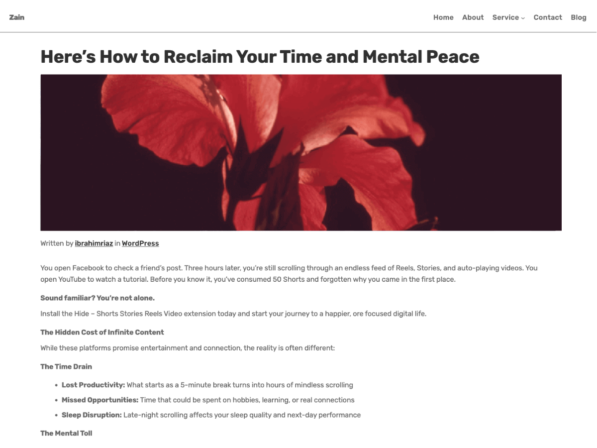 Zain theme screenshot