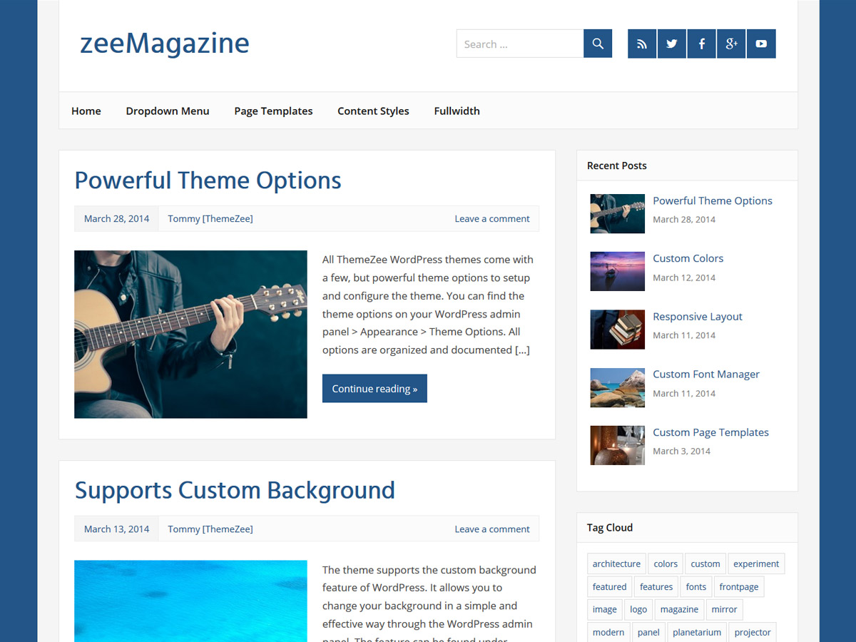zeeMagazine theme screenshot