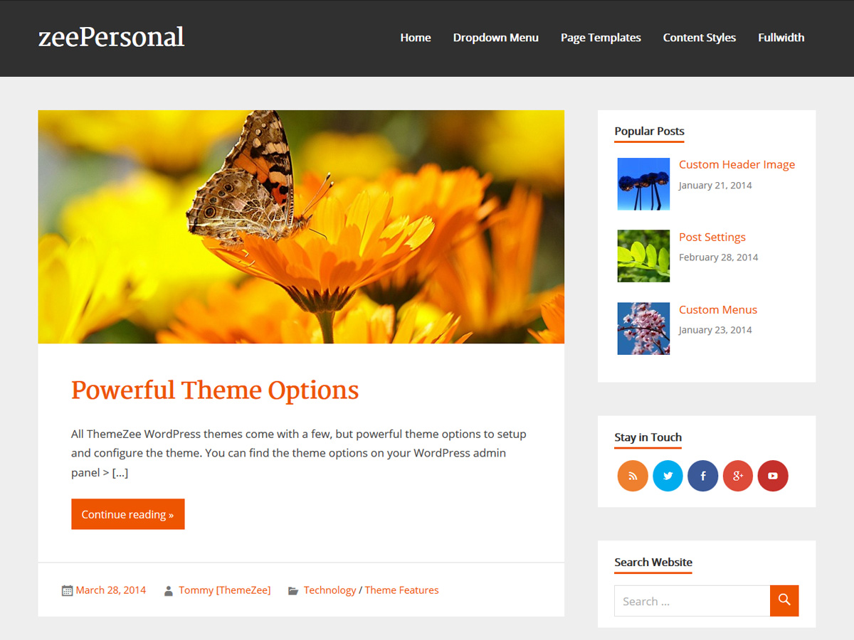 zeePersonal theme screenshot