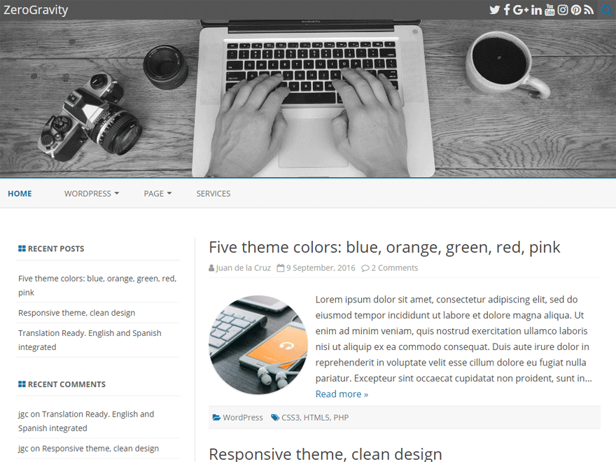 ZeroGravity theme screenshot