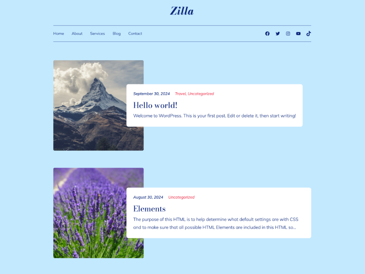Ziraj theme screenshot