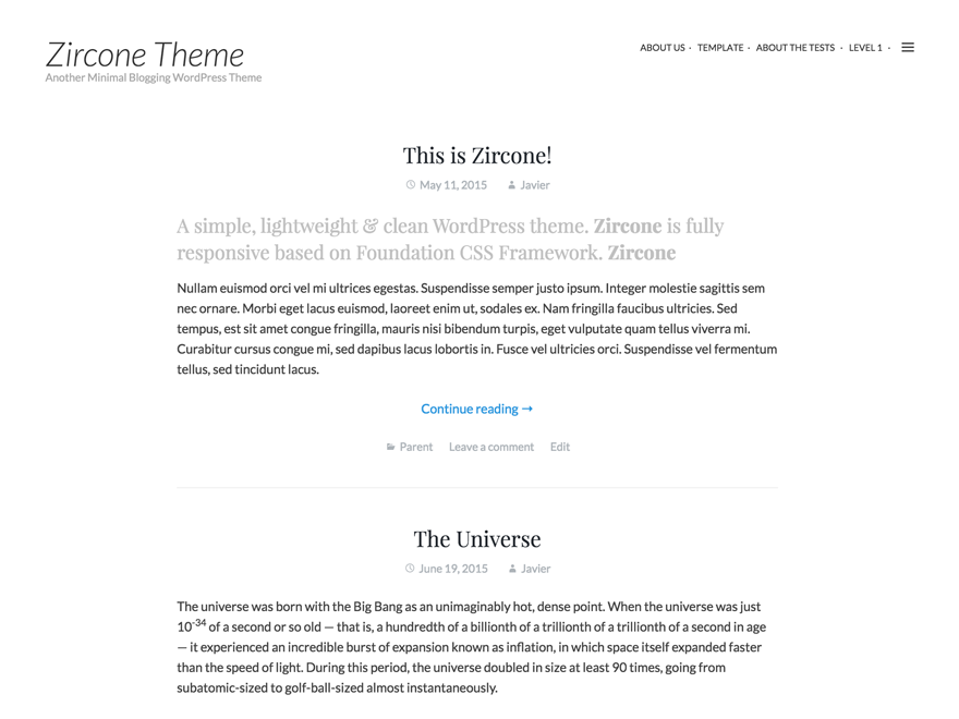 Zircone theme screenshot