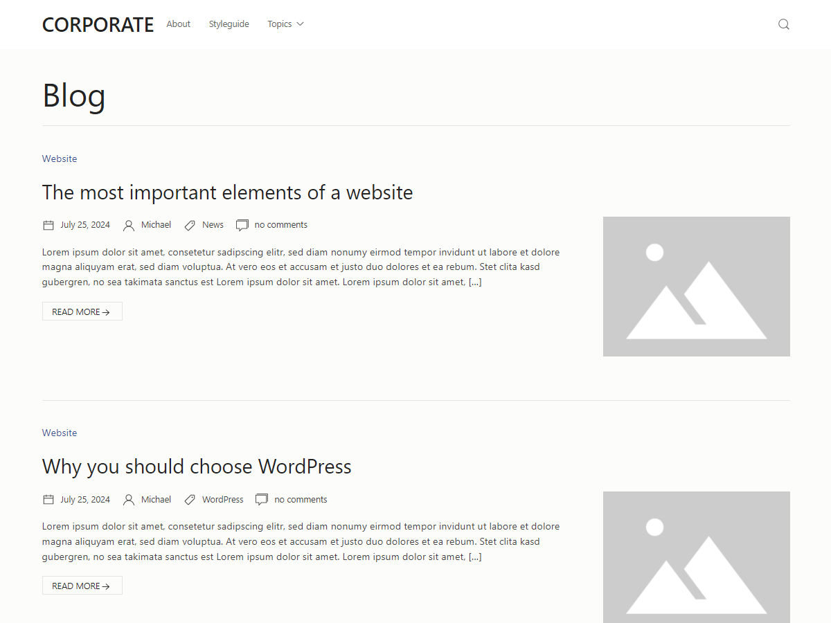 ZMT Corporate theme screenshot