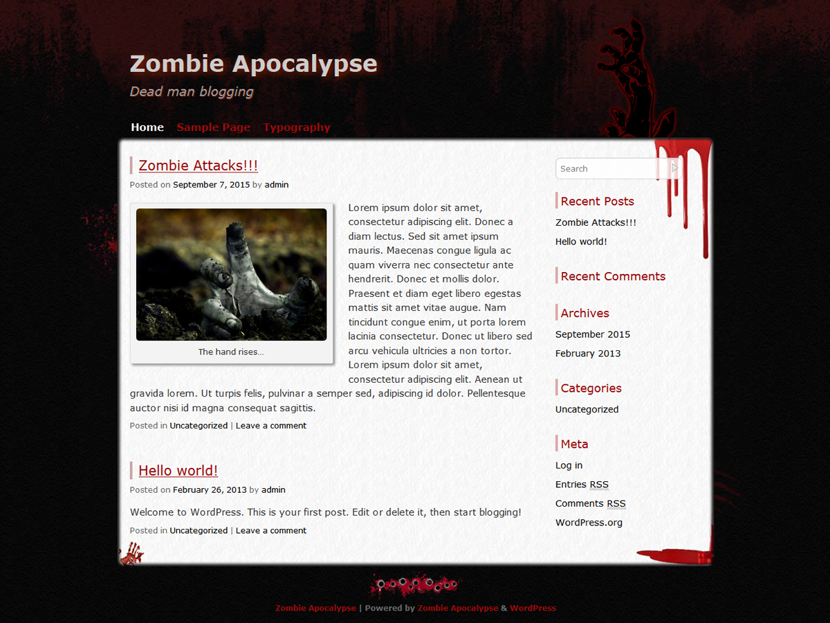 Zombie Apocalypse theme screenshot