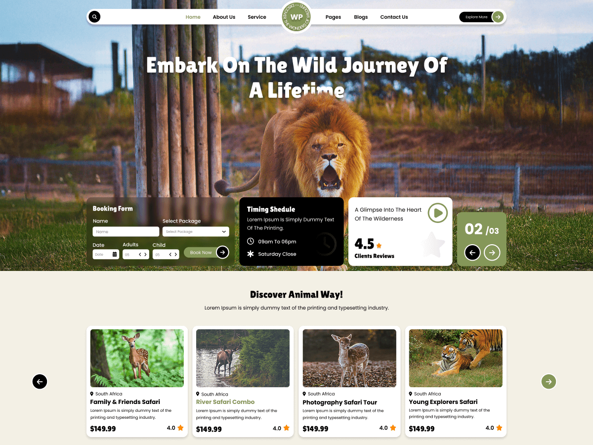 Zoo Safari theme screenshot